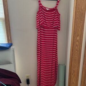 Westport Red and White Striped Maxi Dress